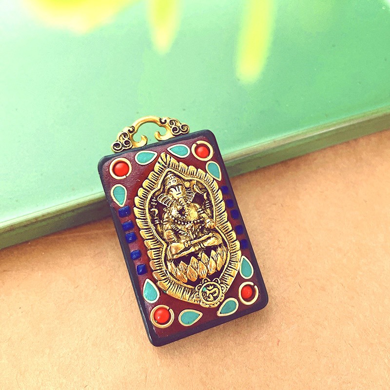 MẶT DÂY CHUYỀN THẦN VOI GANESHA BẰNG GỖ MUN TẶNG KÈM DÂY