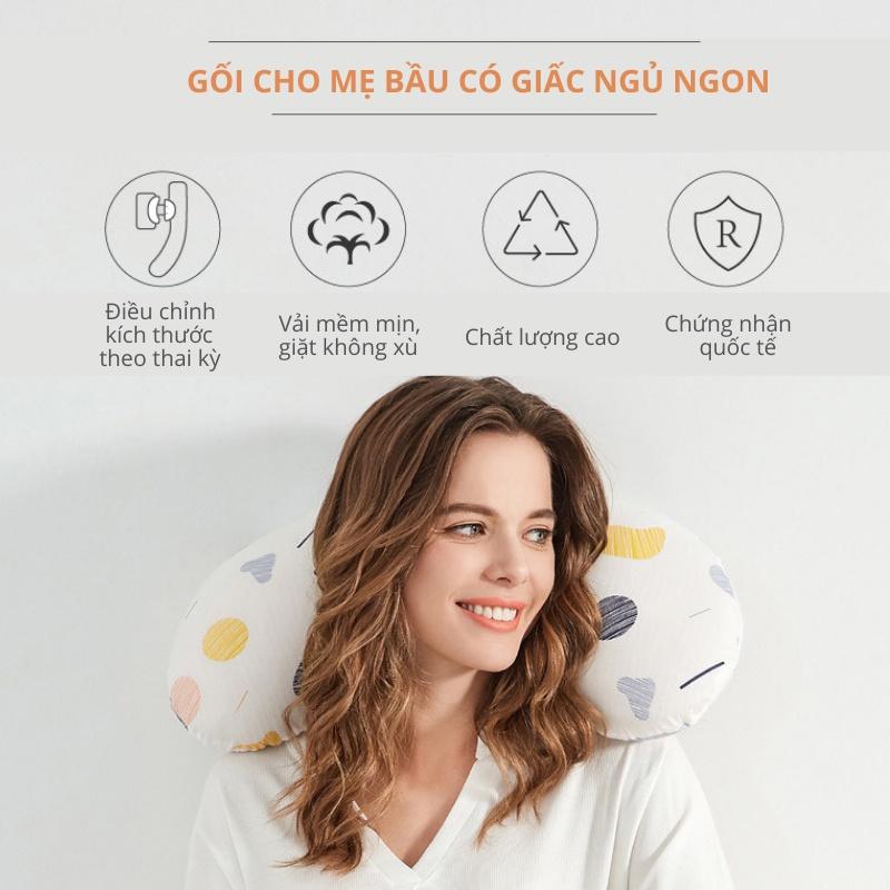 Gối ôm bà bầu cao cấp imom 3 trong 1, thay thế dáng cánh tiên, chữ U, tháo rời dễ dàng, sử dụng cho mẹ và bé - GB3in1