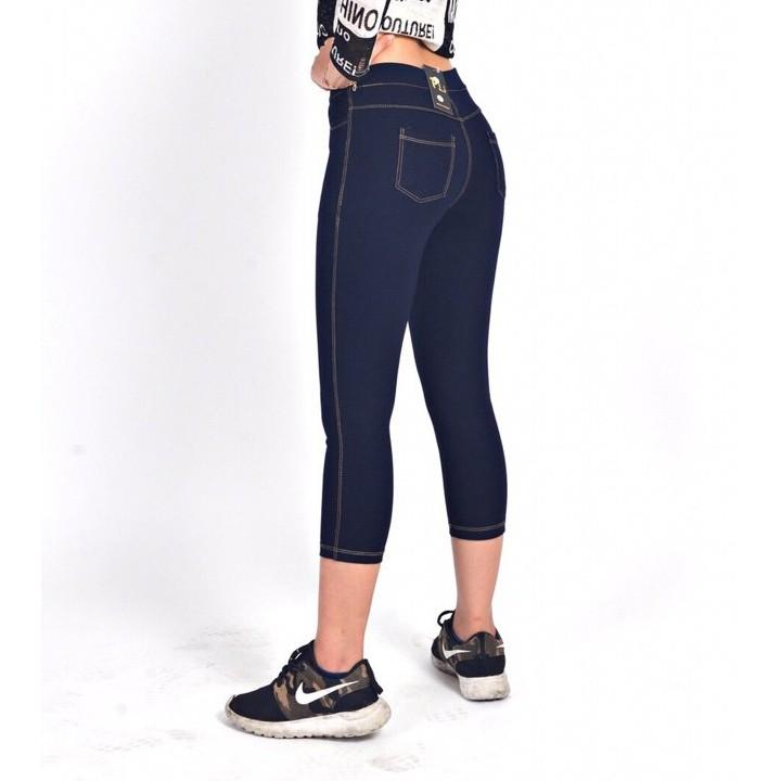 Quần Legging LỬNG giả jean 4 túi có size cho bạn dưới 80kg
