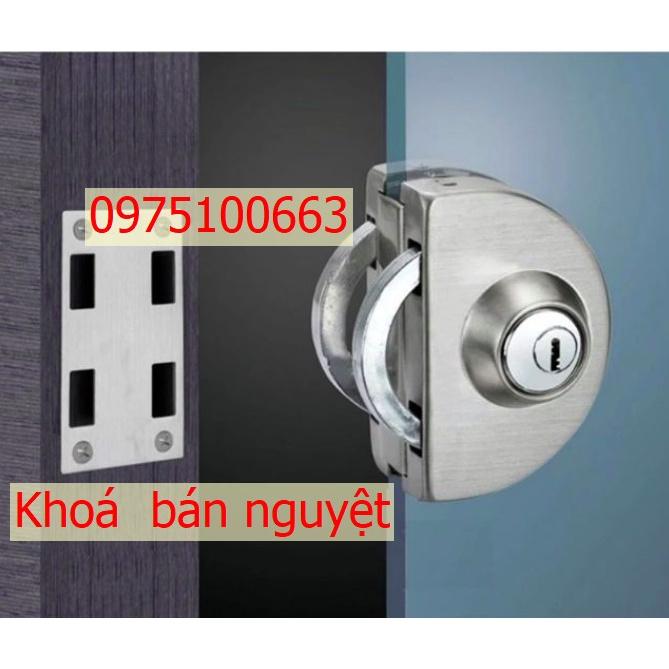 Khóa cửa lùa kính cường lực 1 cánh - Khóa bán nguyệt đơn Hammered 828.01