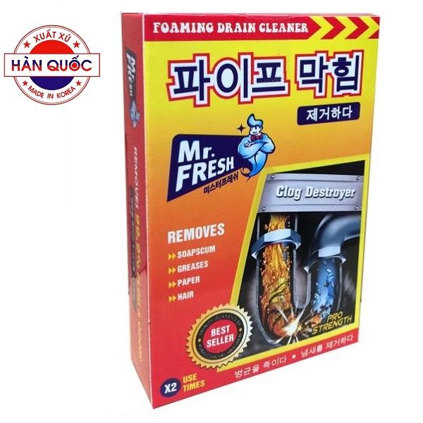 Hộp 2 gói bột thông cống Mr Fresh Hàn Quốc (200g/2 gói)- an toàn cho đường ống