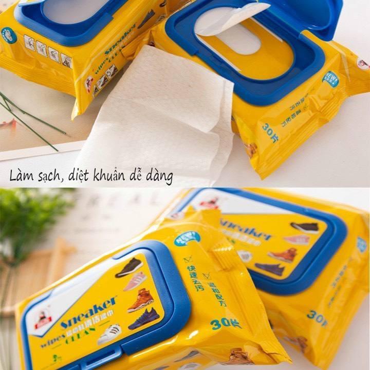 KHĂN GIẤY ƯỚT LAU GIÀY THẦN THÁNH VỚI CHẤT LIỆU MỀM MẠI CÓ THỂ LAU CHÙI ĐA NĂNG NHƯ TÚI XÁCH, GIÀY DÉP CỰC NHANH