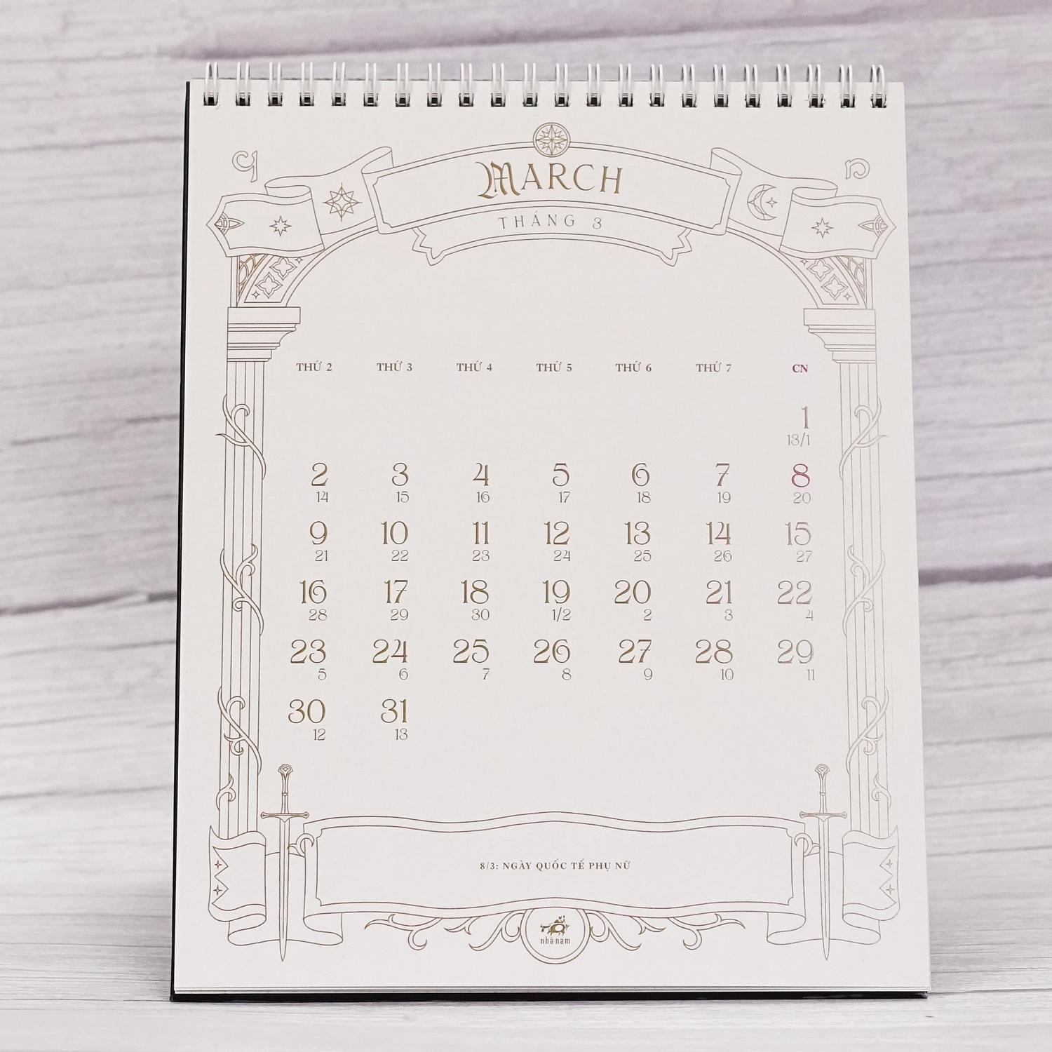 Lịch Để Bàn 2026 - Vùng Đất Kỳ Ảo - Hành Trình Qua Trung Địa