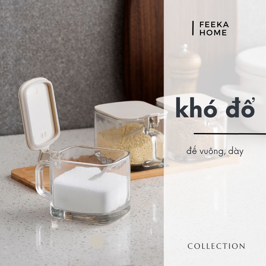 Hũ Đựng Gia vị Thủy Tinh Kèm Thìa FEEKA 300ml Cao Cấp