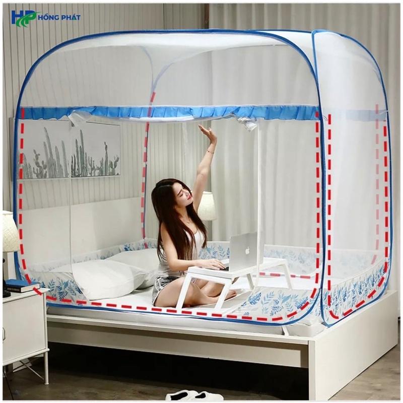 Mùng Chụp Tự Bung Đỉnh Vuông Hồng Phát , Mùng Chụp Đỉnh Vuông Cao Cấp Gấp Gọn Thông Minh.