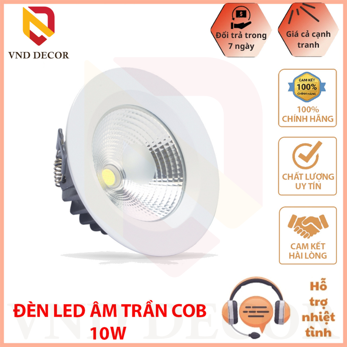 ĐÈN LED ÂM TRẦN DOWNLIGHT COB 10W, ĐÈN LED ÂM TRẦN 10W, ÁNH SÁNG TRẮNG 6500K CHIẾU SÁNG NHÀ PHỐ, CĂN HỘ, SHOP, SHOWROOM