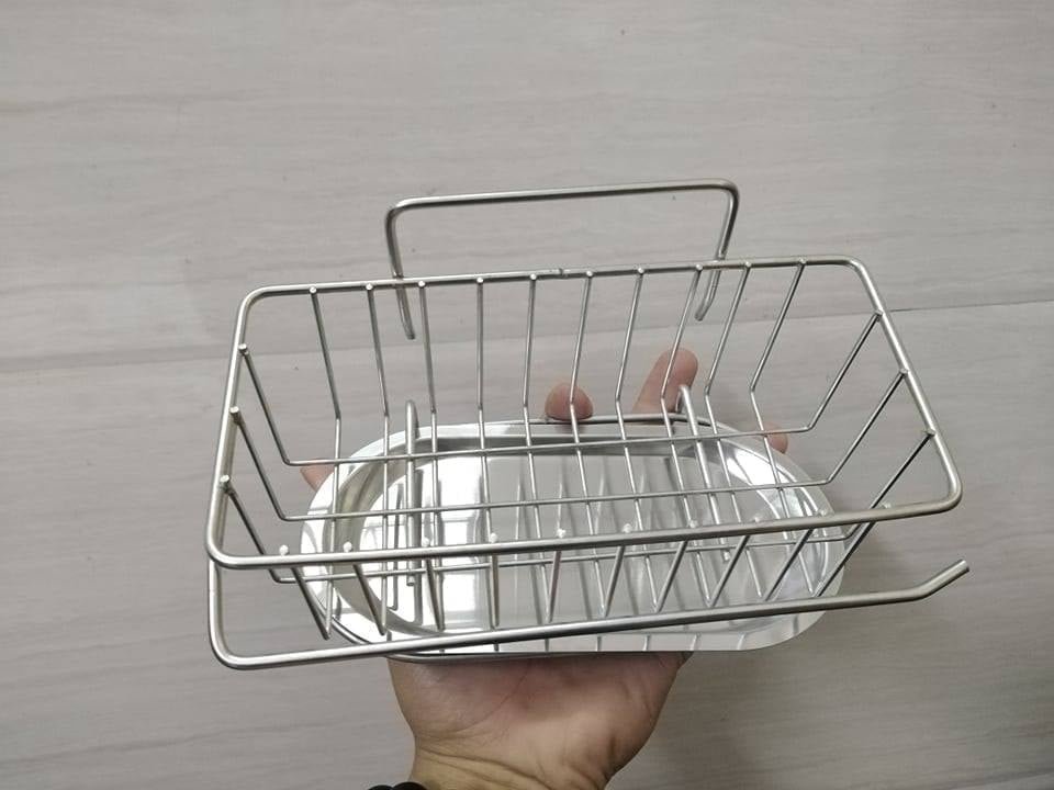 Kệ ráo nước để giẻ rửa bát, nước rửa chén bằng inox 304 chống han gỉ, có kèm khay hứng nước và giá phơi khăn thông minh SẮP XẾP ĐỒ DÙNG NHÀ BẾP