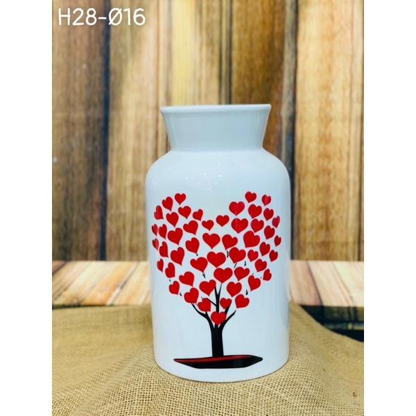 Bình cắm hoa dáng ống cao 28cm,men sứ xương. Gốm sứ Bát Tràng.