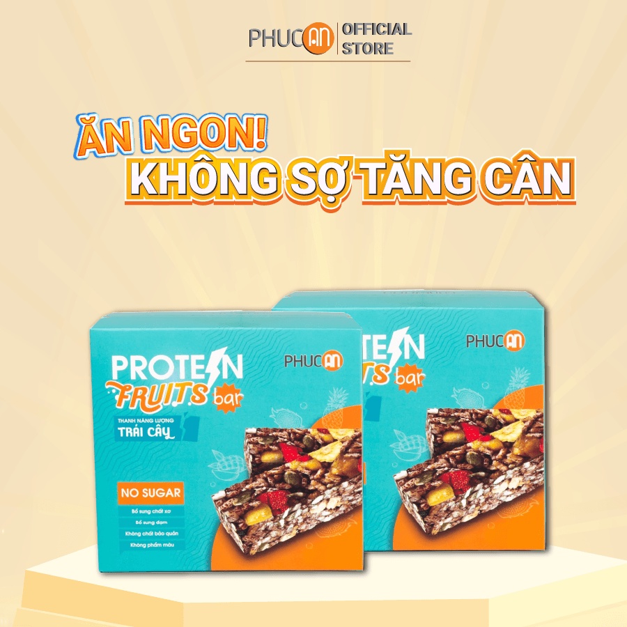 Combo 2 hộp thanh năng lượng ngũ cốc trái cây Phúc An - Thay thế bữa ăn nhẹ- 8 thanh/ 1 hộp 137gr