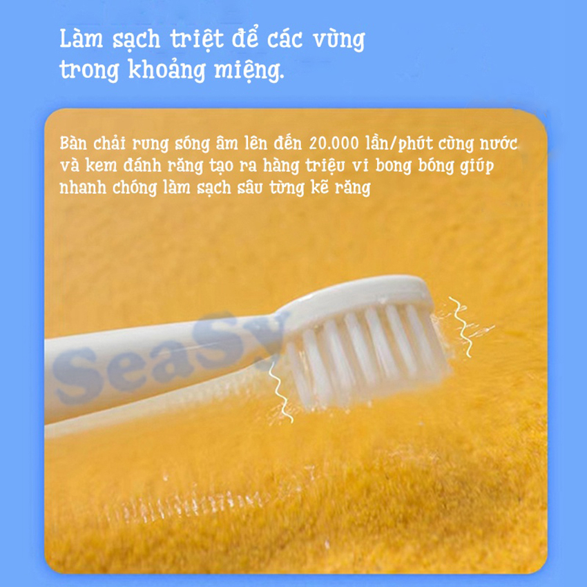 Đầu Bàn Chải Đánh Răng Điện SeaSy SS22 lông chải siêu mềm kháng khuẩn, giúp làm sạch sâu, bảo vệ nướu- Hàng Chính Hãng