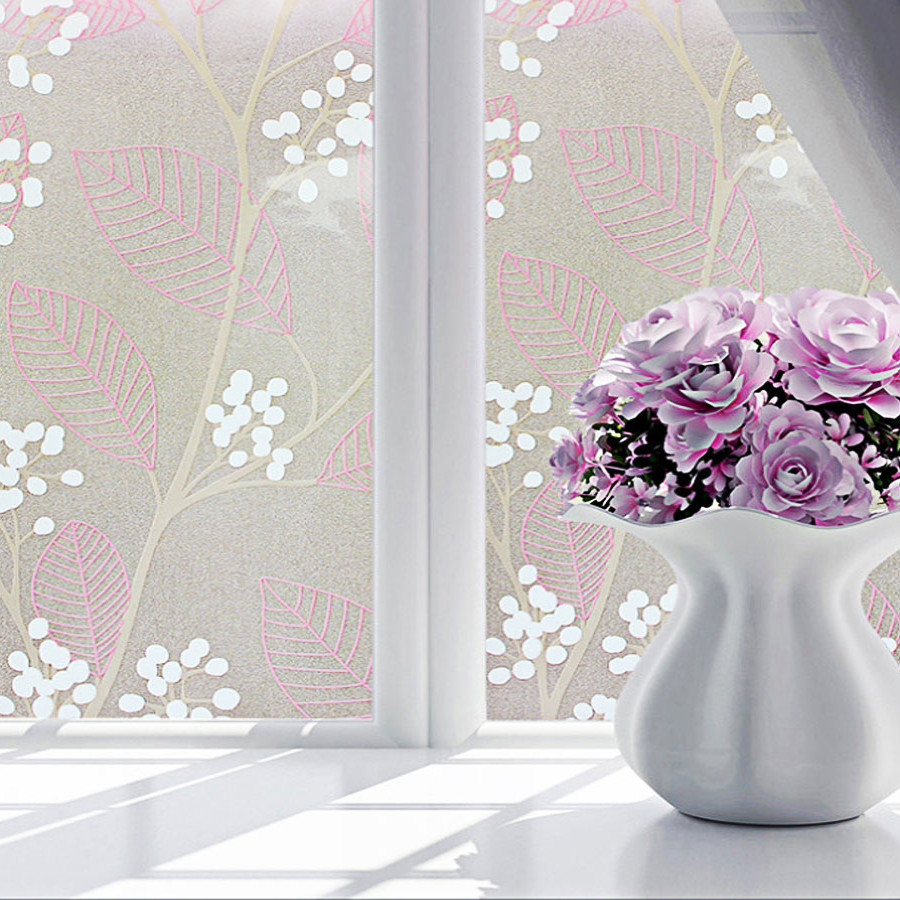 3m decal dán kính ngang 60cm- hoa lá hồng