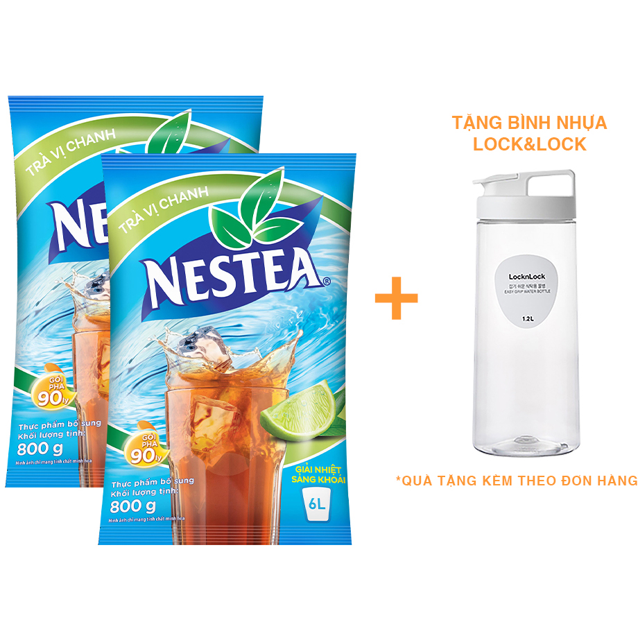 Combo 2 bịch trà vị chanh Nestea (gói 800g) [Tặng bình nhựa Lock&amp;Lock]