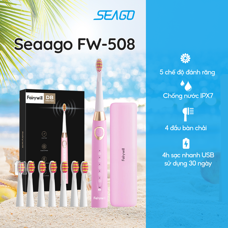 Bàn chải điện Seago FW 508 - 5 chế độ sử dụng - Tần số rung 40.000 lần mỗi phút - Hàng chính hãng - Bảo hành 12 tháng