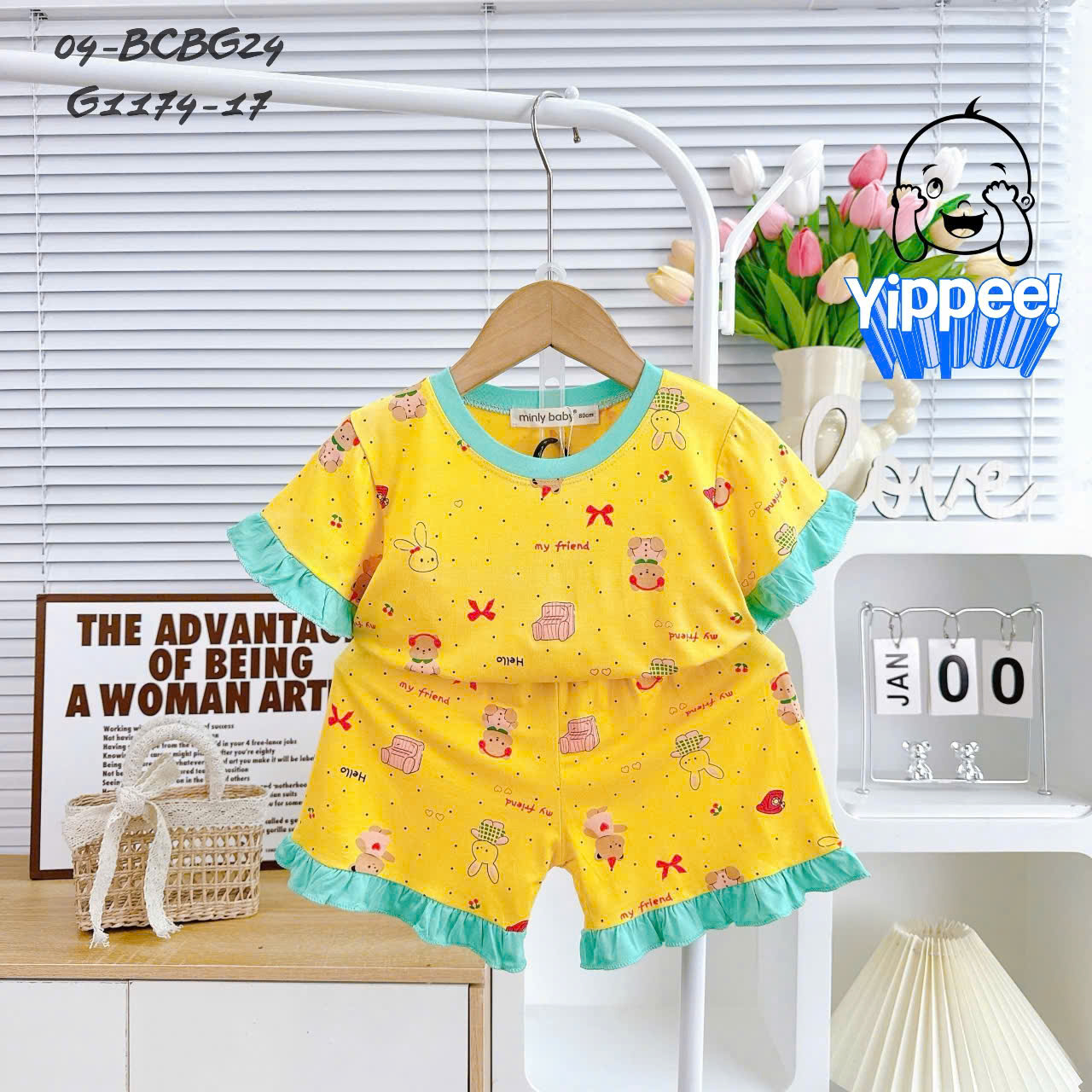 Đồ bộ bé gái, bộ cộc tay cho bé sơ sinh size 5-18kg chất thun lạnh mềm mịn mát