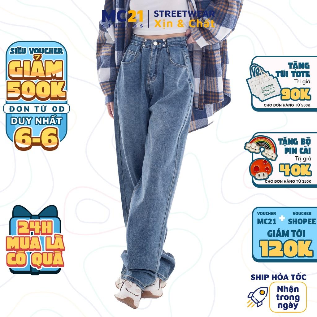 Quần jeans ống rộng MINION CLOTHING cài eo lưng cạp cao Unisex nam nữ Ulzzang chất jean bò cao cấp dày dặn Q5586
