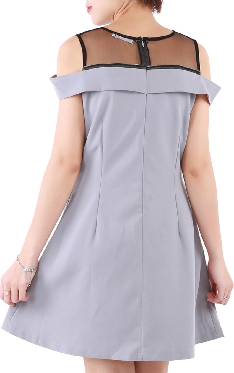 Đầm Xòe Trễ Vai Phối Lưới NN190601