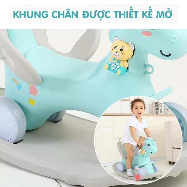 Ngựa Bập Bênh Đa Năng Minamino Kiêm Chòi Chân Xe Đẩy Có Nhạc Cho Bé Chính Hãng