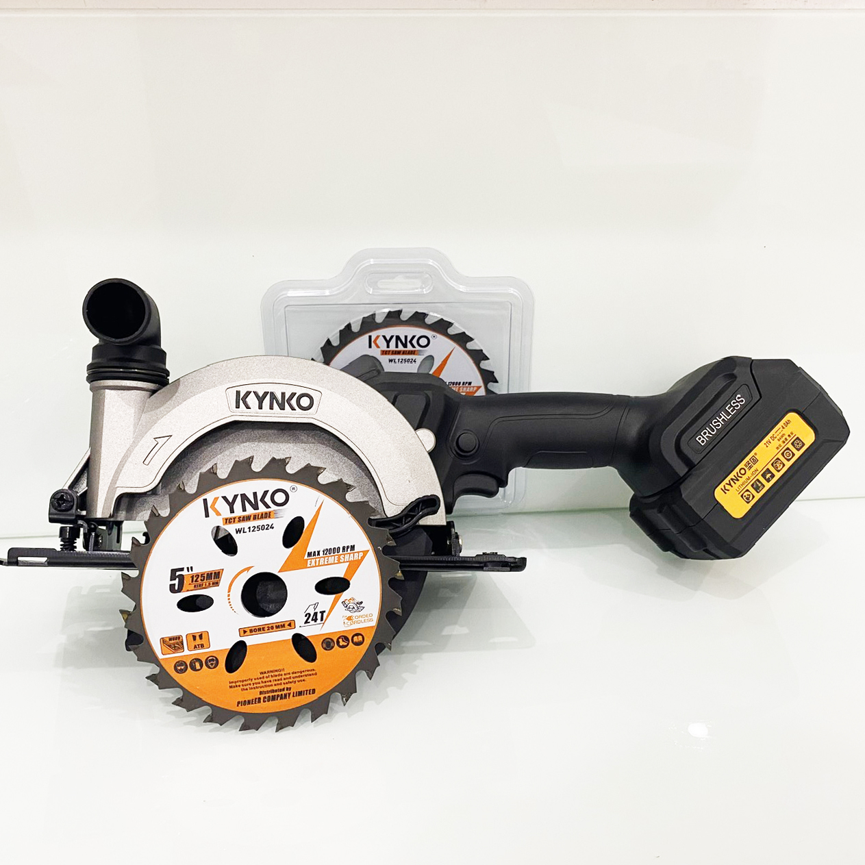 Lưỡi cưa gỗ siêu mỏng cho máy pin 24 răng đường kính Ø 125mm KYNKO WL125024