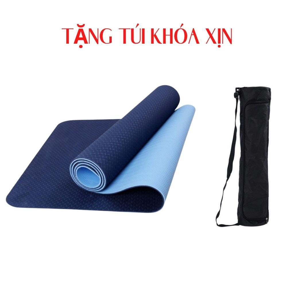 Thảm yoga FREESHIP THẢM TẬP YOGA TPE 2 LỚP dày 6mm TẶNG TÚI KHÓA XỊN