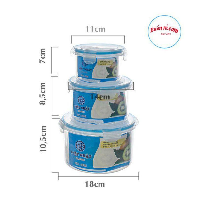 Hộp thực phẩm bộ 3 khóa 4 cạnh, hộp lạnh đựng thức ăn nhựa vuông-tròn-chữ nhật