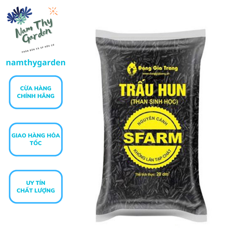 Trấu Hun Nguyên Cánh Sfarm bao 20dm3 khoảng 1.5kg