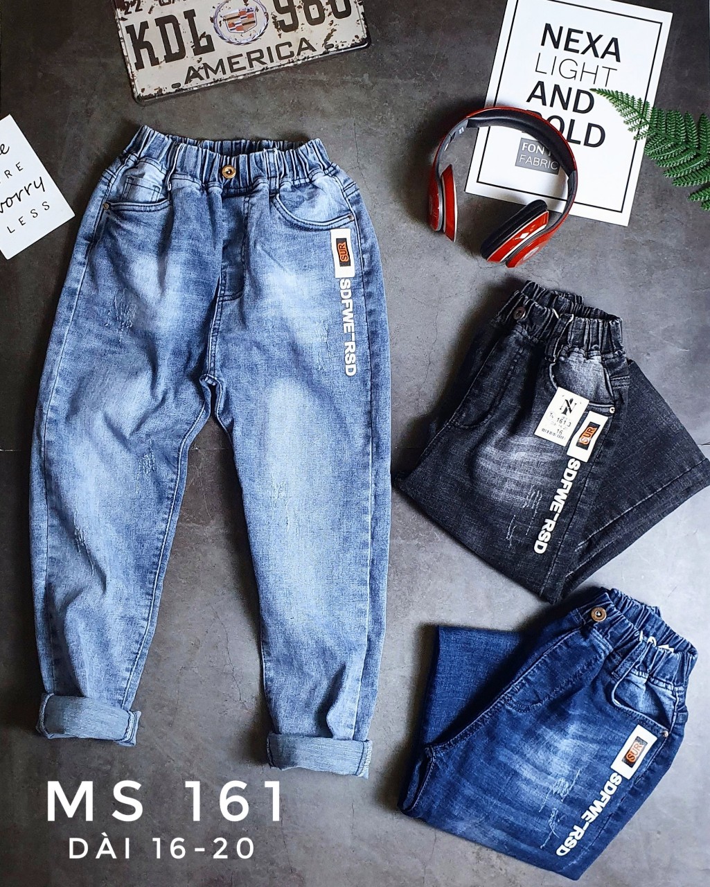 Quần jeans dài phong cách cho bé trai bigsize 28-42kg hàng co giãn thoải mái