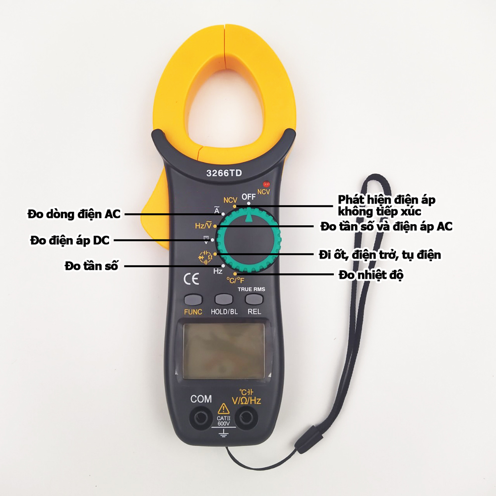 Ampe kìm Đồng hồ kẹp dòng vạn năng 3266TD đo tụ, tần số, nhiệt độ, điện trở, điện áp