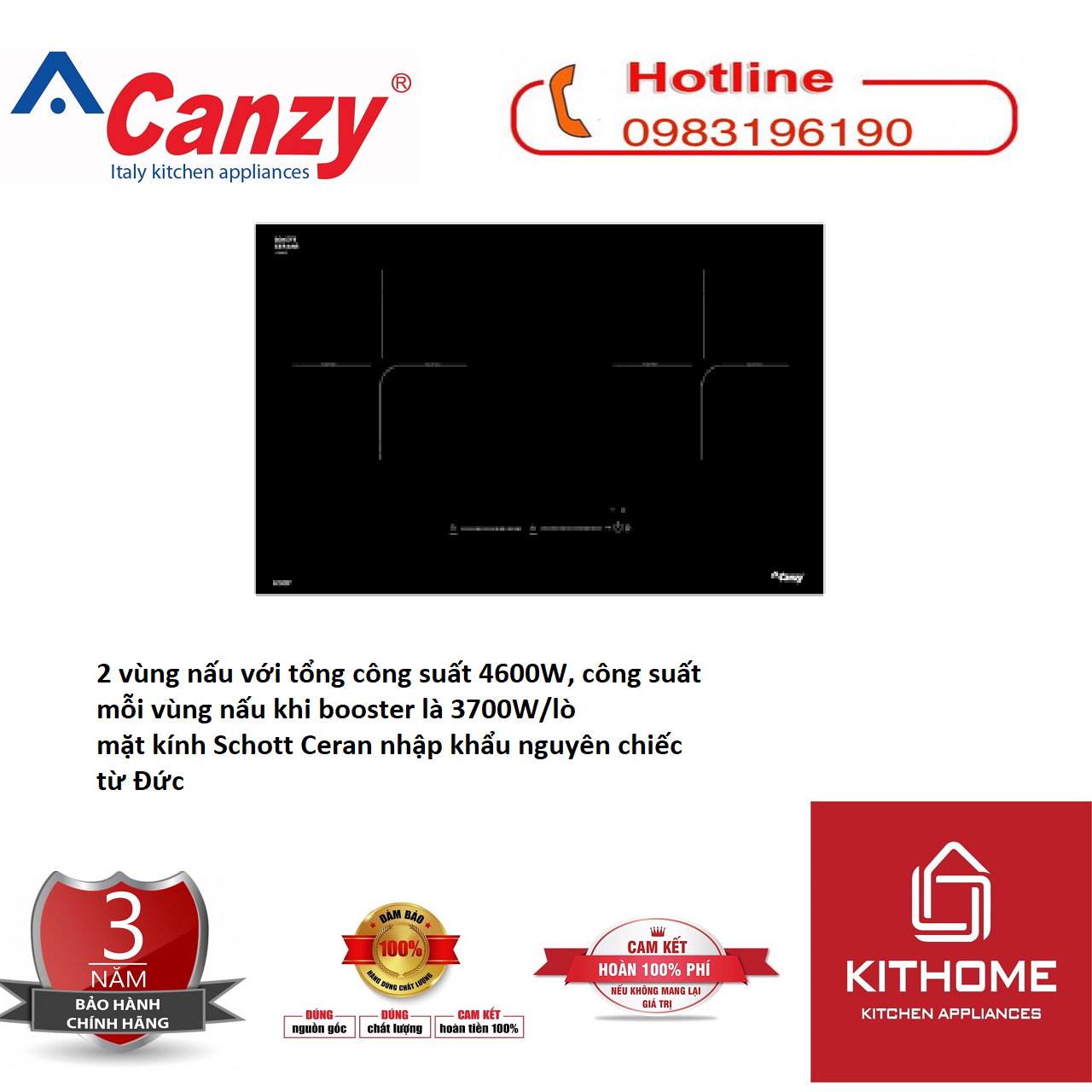 Bếp Từ Canzy CZ 922P xuất xứ Đức hàng chính hãng