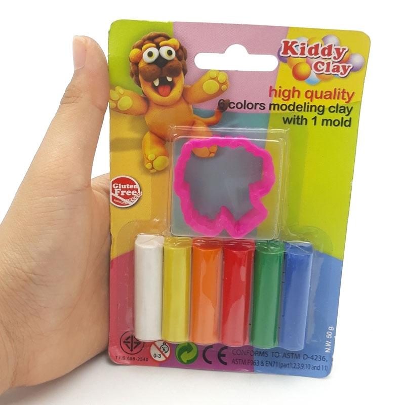 Đất Nặn Kiddy Clay 6 Màu + Khuôn Hình ST-50-6SM (Mẫu Màu Giao Ngẫu Nhiên)