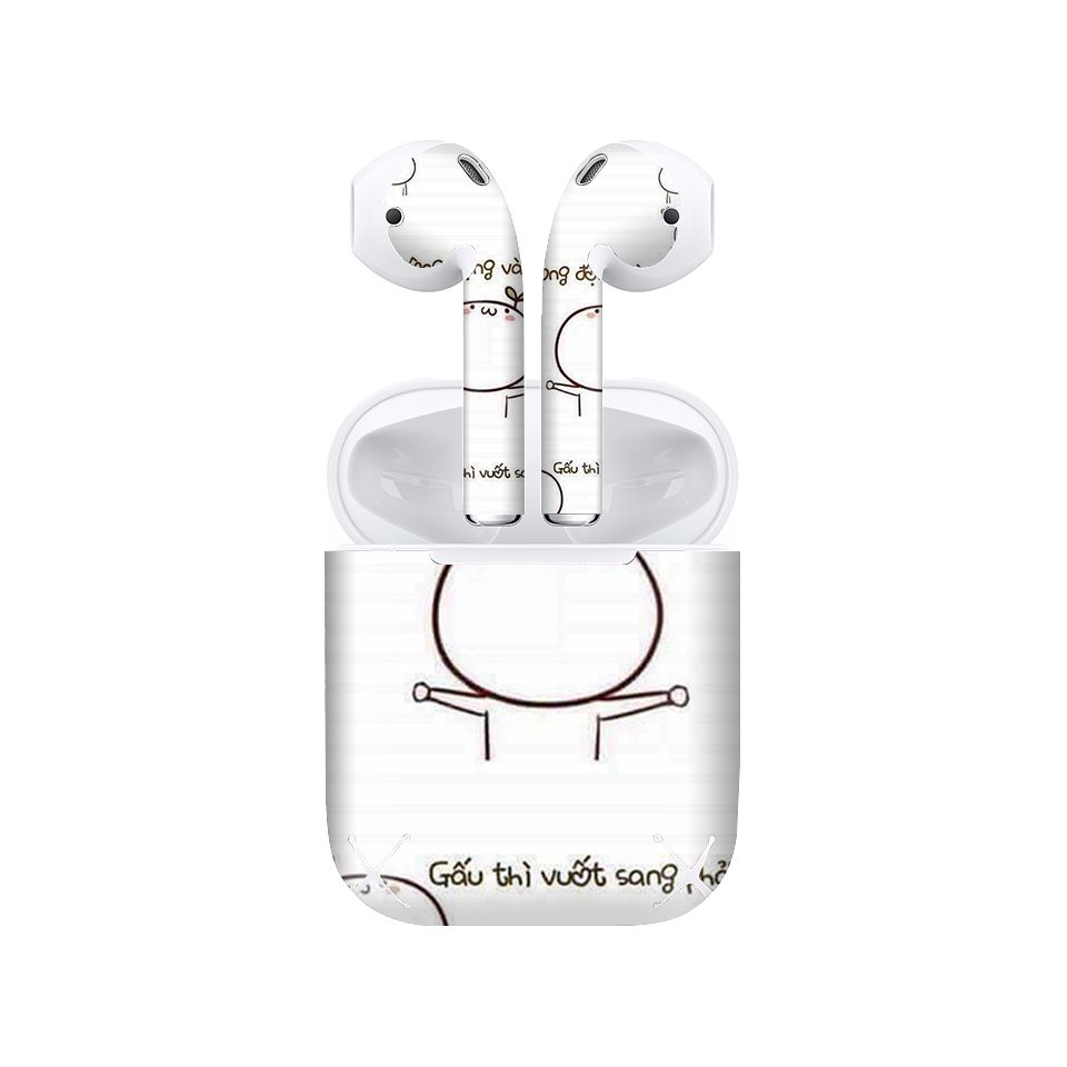 Miếng dán skin chống bẩn cho tai nghe AirPods in hình Không động vào - fun022 (bản không dây 1 và 2)