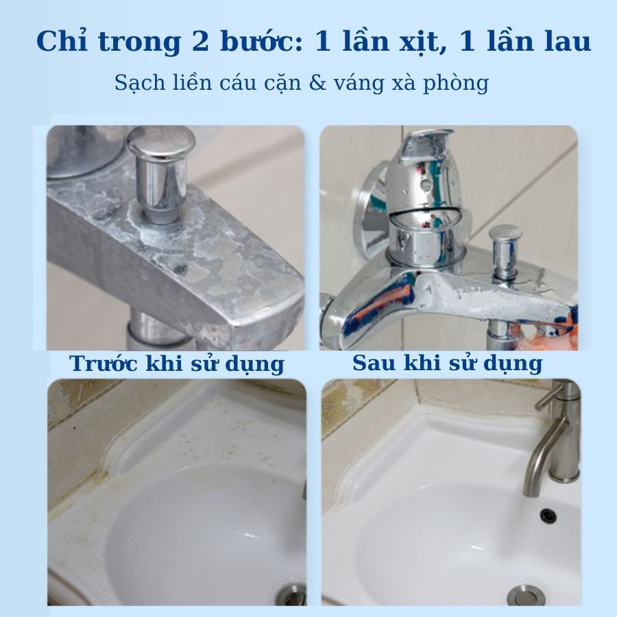 Chai Tẩy Cặn Canxi & Bảo Vệ các bề mặt Kim Loại, Inox, Sứ Nhà Tắm - Toilet SEAWAYS 500ml
