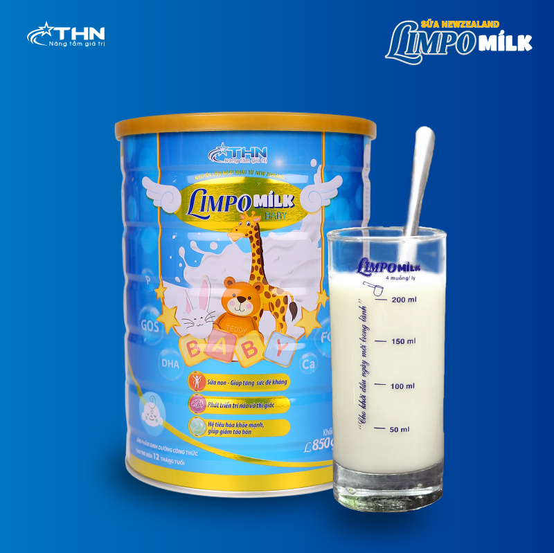 LIMPO MILK BABY 850G - Sữa bột dinh dưỡng dành cho trẻ 0-12 tháng tuổi phát triển trí não, cải thiện hệ tiêu hoá, giảm táo bón