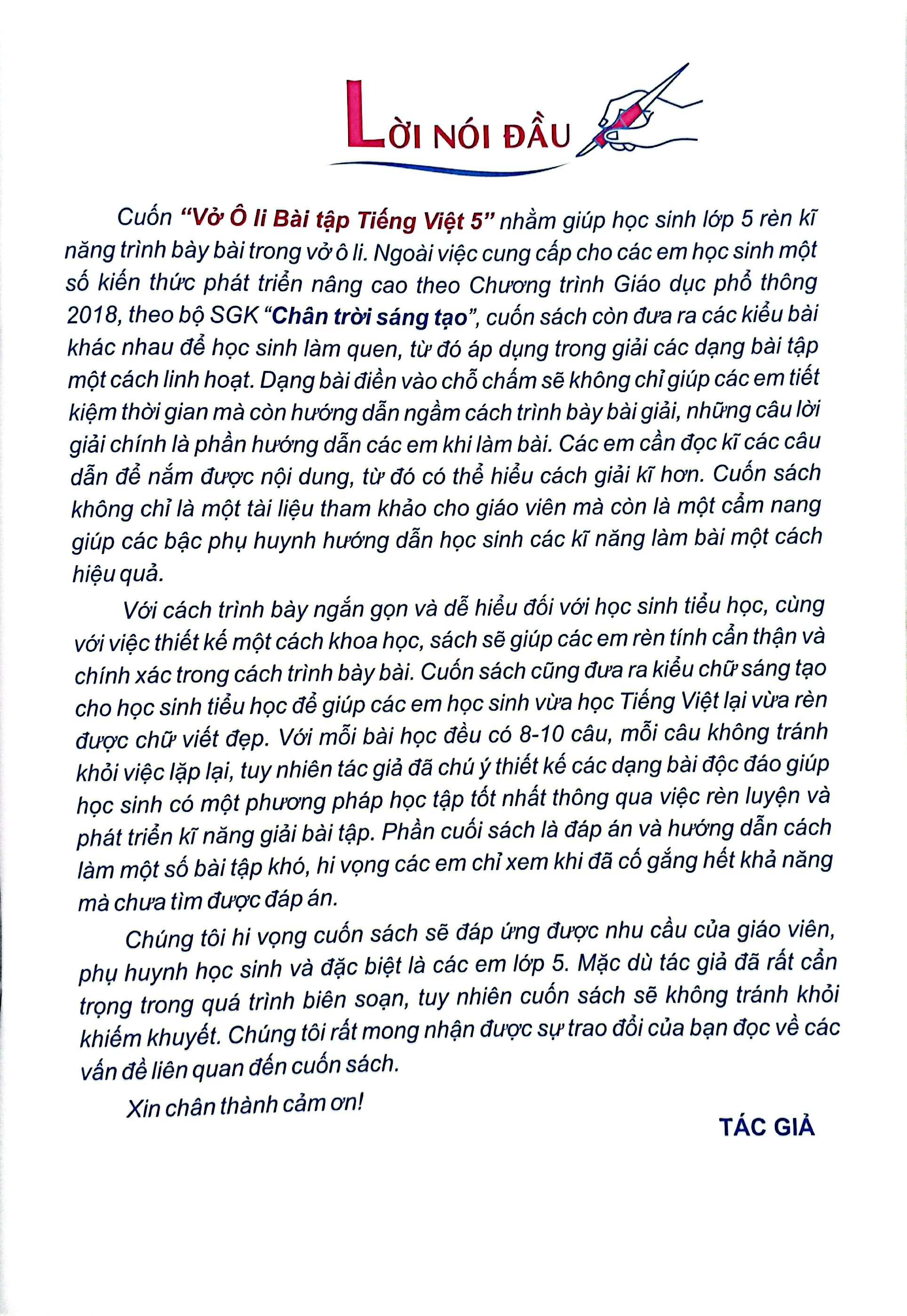 Sách - Vở Ô Li Bài Tập Tiếng Việt Lớp 5 - Tập 2 (Chân Trời)