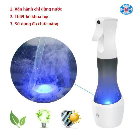 Chai xịt nước Ozone áp suất cao cầm tay đa chức năng: làm sạch, khử trùng, khử mùi GL-601 xịt khoảng cách đến 80cm