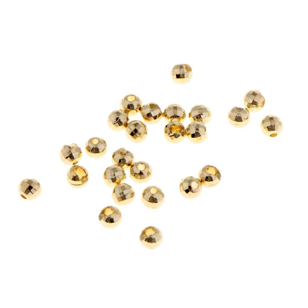 25pcs Tungsten Fly Tying Slotted Diamond Faceted Beads 3mm Gold