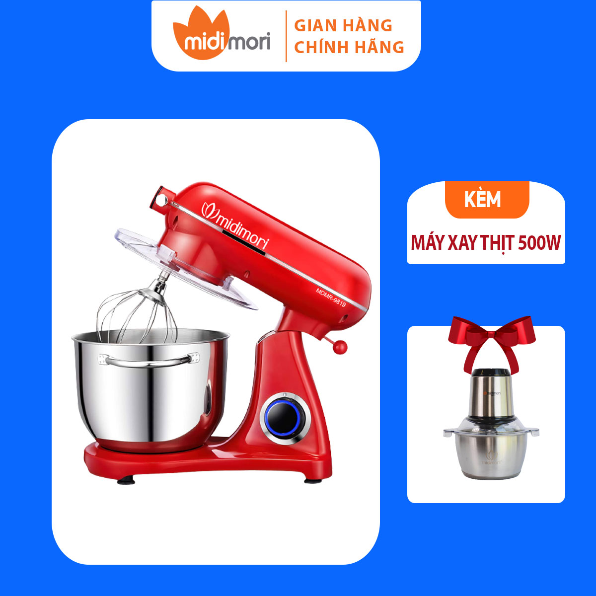 Combo Máy Nhào Trộn Bột Thân Khung Thép Midimori, MDMR-9819A Và Máy Xay Thịt Midimori – Hàng Chính Hãng