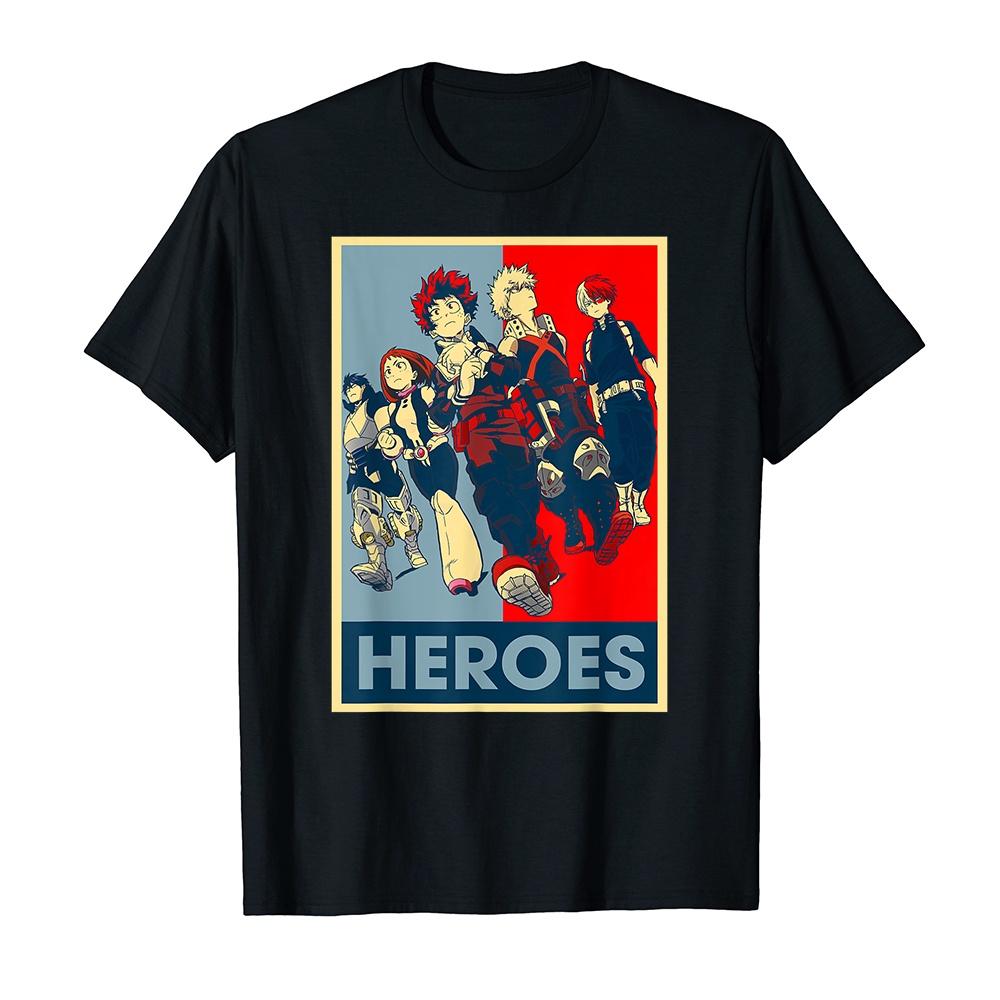 Áo thun cotton unisex in hình Graphic Academia My Hero Anime Retro Heroes Art Manga Series-9388