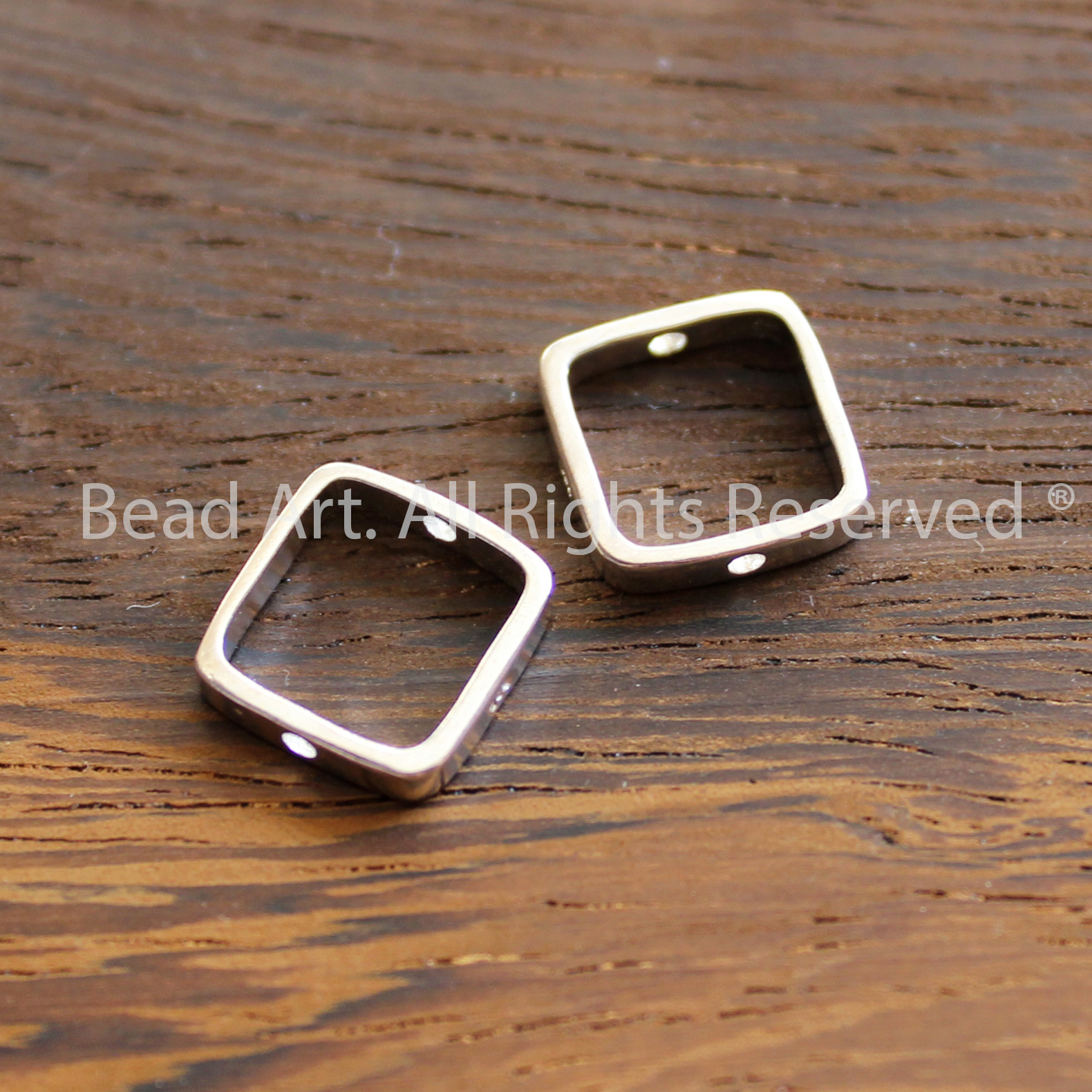 Charm Khung Bạc Lồng Hạt Vuông Bạc 925, Phụ Kiện Xỏ Vòng Tay, Phong Thuỷ, Chuỗi Hạt - Bead Art