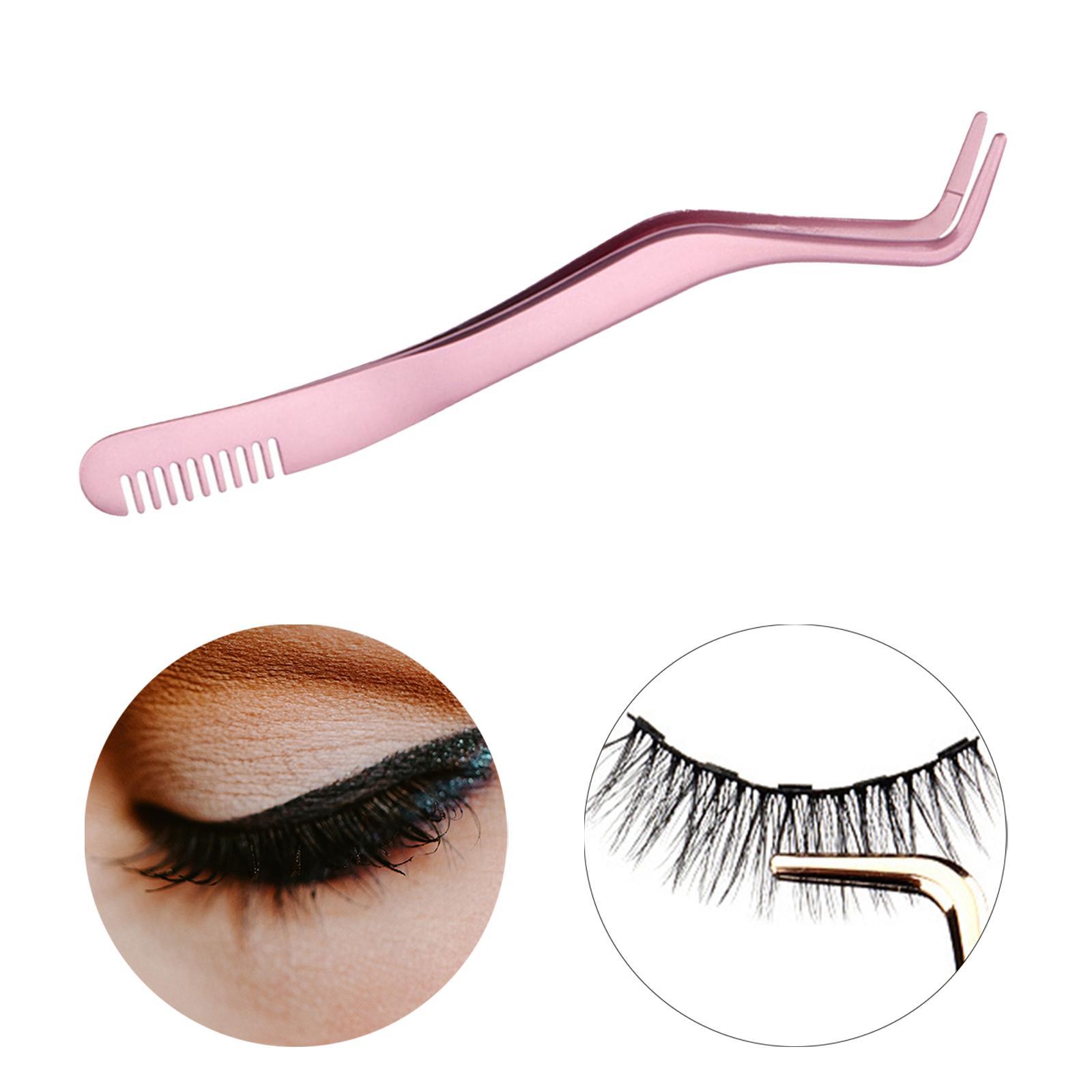 Professional 2 in 1 Curved Lashes Eyelash Tweezers, False Eyelash Tool for home Salon