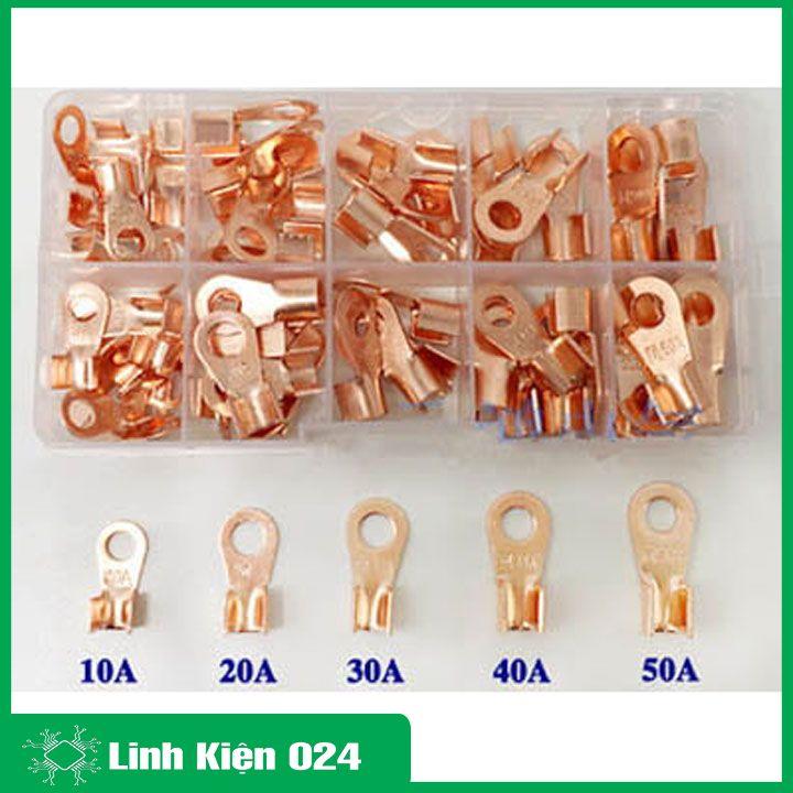 Cos dây điện đồng đỏ OT 5A-100A, cốt bấm nối dây điện, bắt bình ắc quy xe đạp điện, xe máy, loa âm thanh