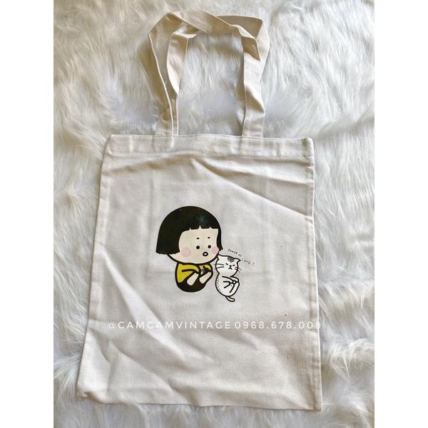 Túi tote canvas vải bảo vệ môi trương túi tote vải trắng ngà ulzzang vintage