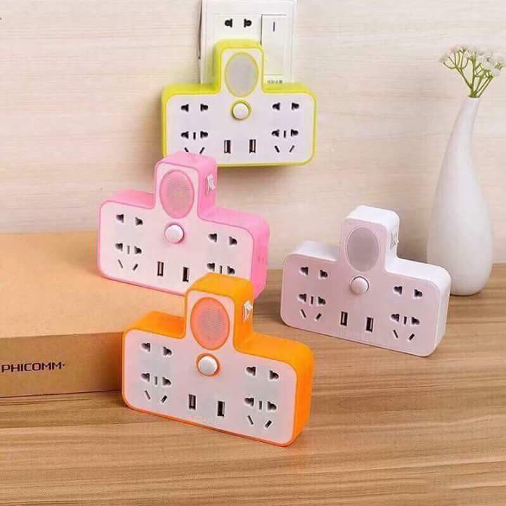 Bộ Chia Ổ Cắm Điện 2 Cổng Usb Kiêm Đèn Ngủ Tiện Dụng