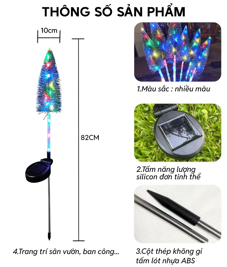 Đèn trang trí năng lượng mặt trời Cây thông, tiết kiệm điện, bóng siêu sáng, chống thấm nước - DA3202