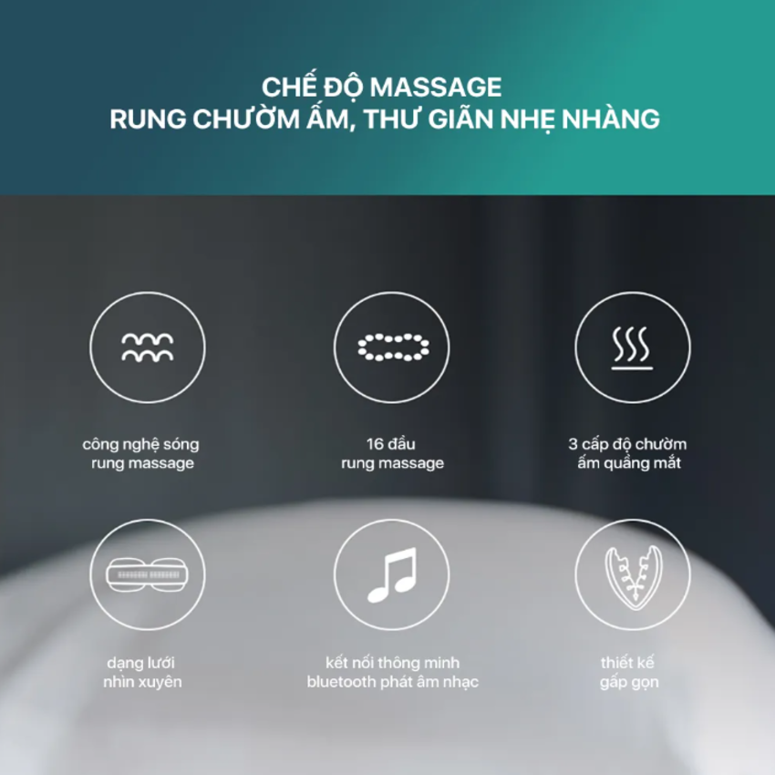 Máy massage mắt công nghệ VibWave, 16 điểm tiếp xúc và chườm nóng. Thương hiệu Hà Lan cao cấp Philips - PPM5202E