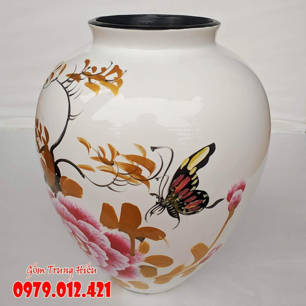 Bình hoa Bát Tràng dáng vò 27cm