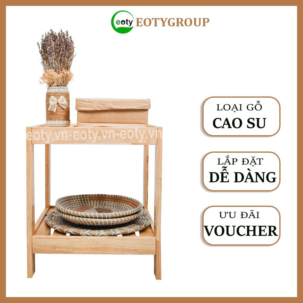 Tủ đầu giường, kệ gỗ 2 tầng trang trí gỗ cao su 40cm