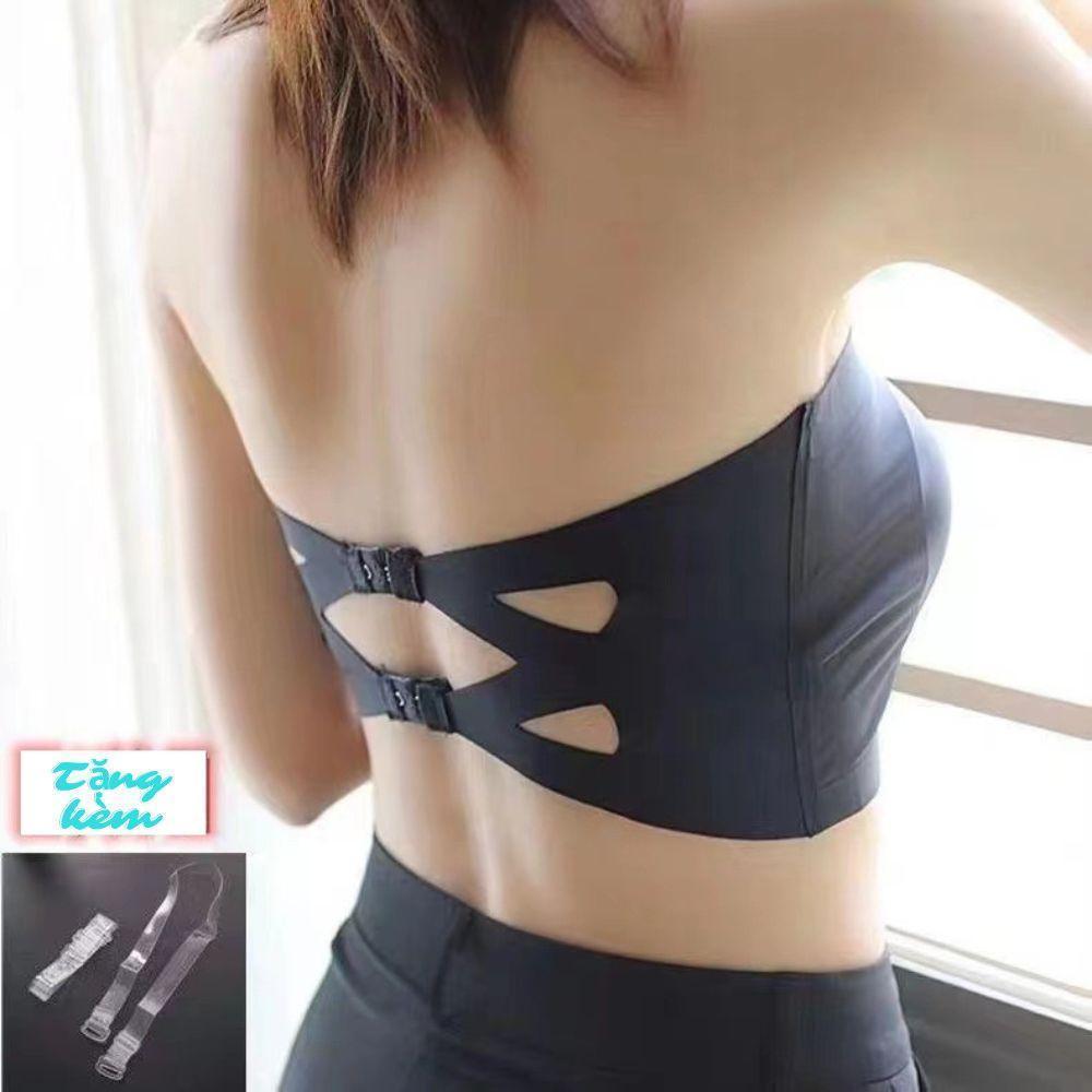 Áa bra quây, cài sau có đệm ngực, chất vải su lụa băng siêu mát, không dây, mềm mại, quyến rũ cho nữ Áo Women Đen - Da