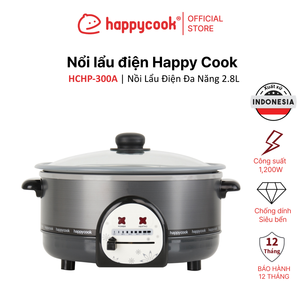 Nồi Lẩu Điện Đa Năng Happy Cook HCHP-300A - Hàng chính hãng