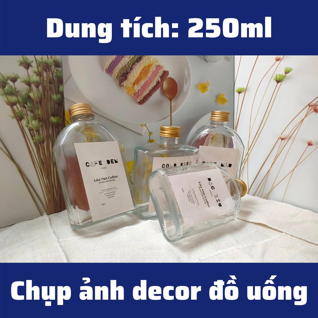 Chai Thủy Tinh đựng nước ép Detox giảm cân nắp nhôm 250ml nắp nhựa quà tặng chịu nhiệt Chưa Kèm Nhãn Dán