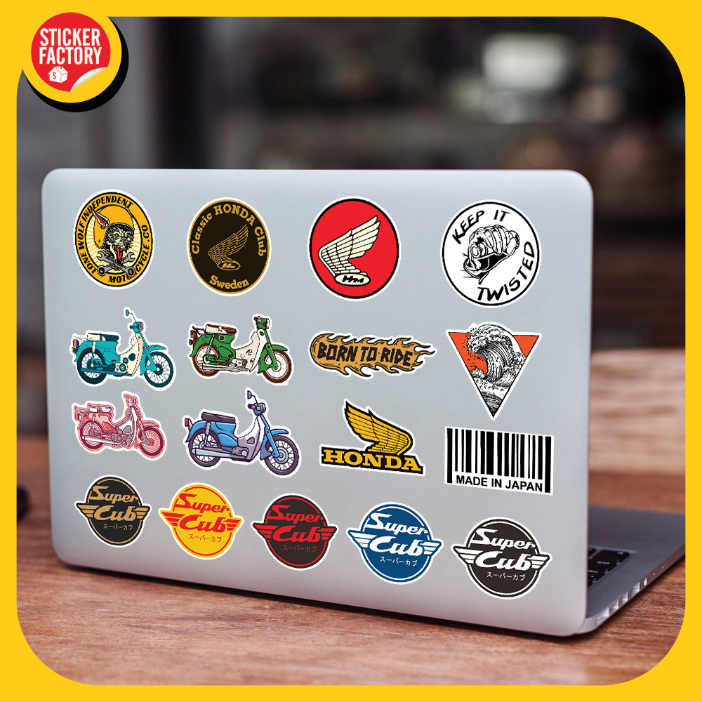 Super Cub - Set 100 sticker decal hình dán nón bảo hiểm, laptop, xe máy, ô tô - STICKER FACTORY